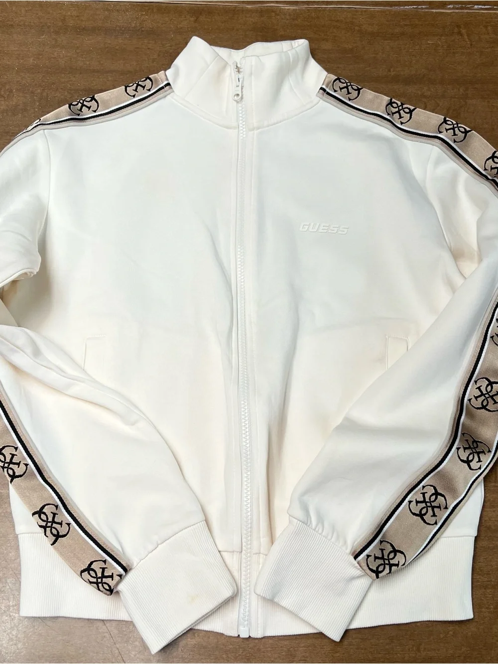 Guess Cream Track Jacket & Leggings with Beige Logo Trim - Picture 2 of 9